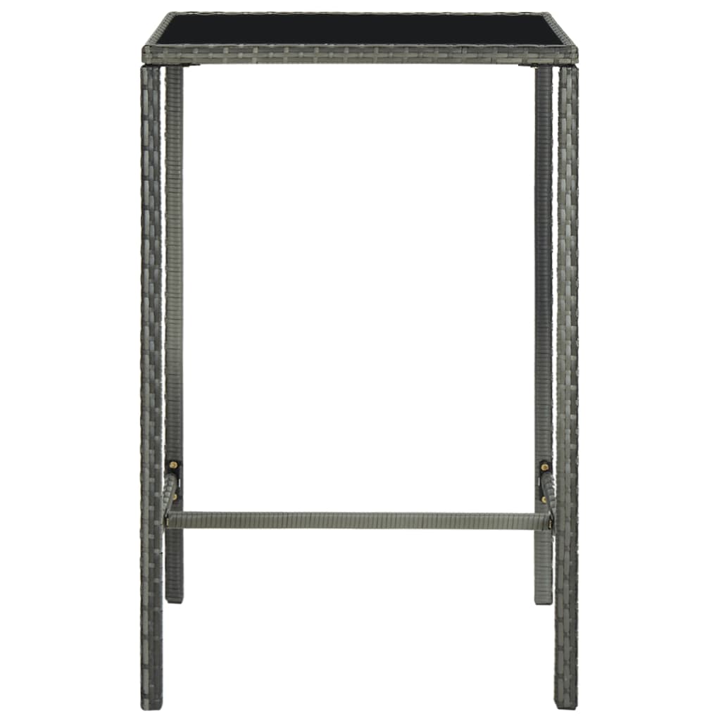 barbord til haven 70x70x110 cm polyrattan og glas grå