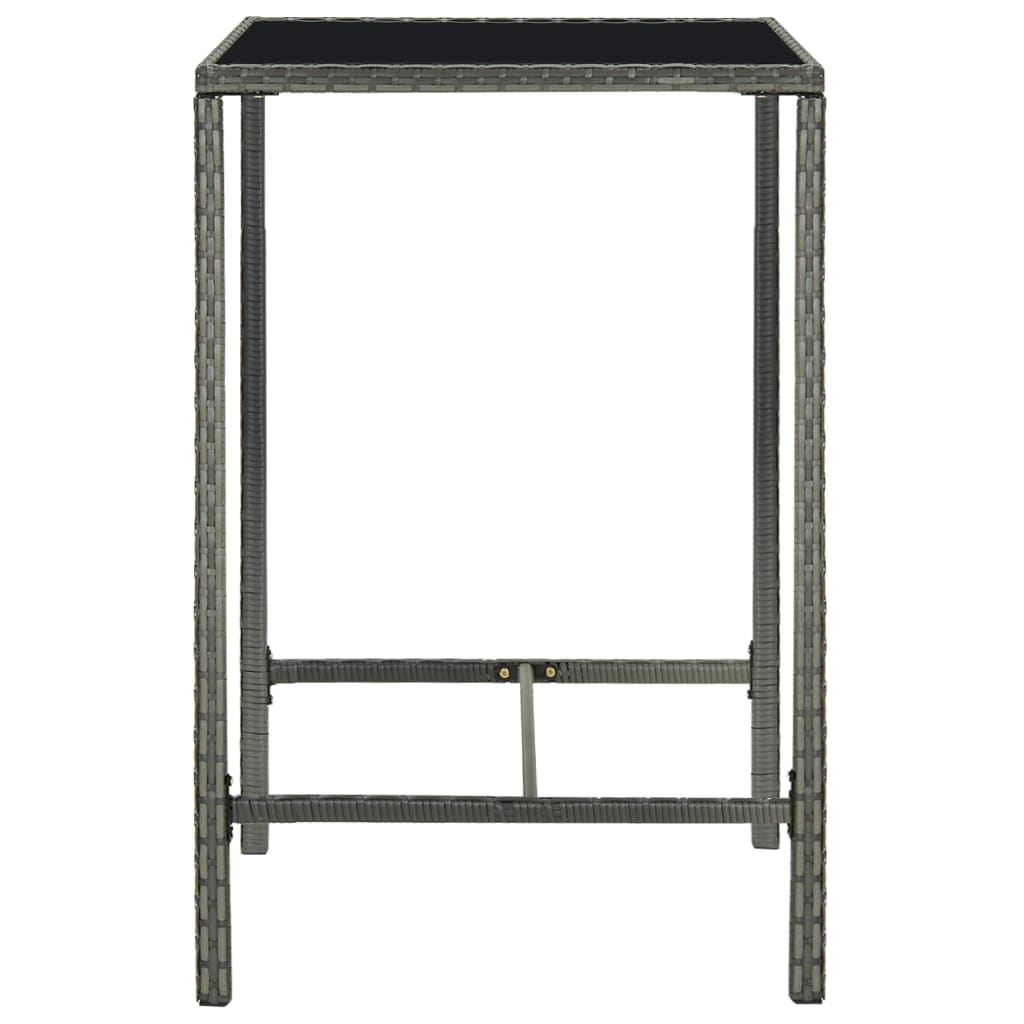 barbord til haven 70x70x110 cm polyrattan og glas grå