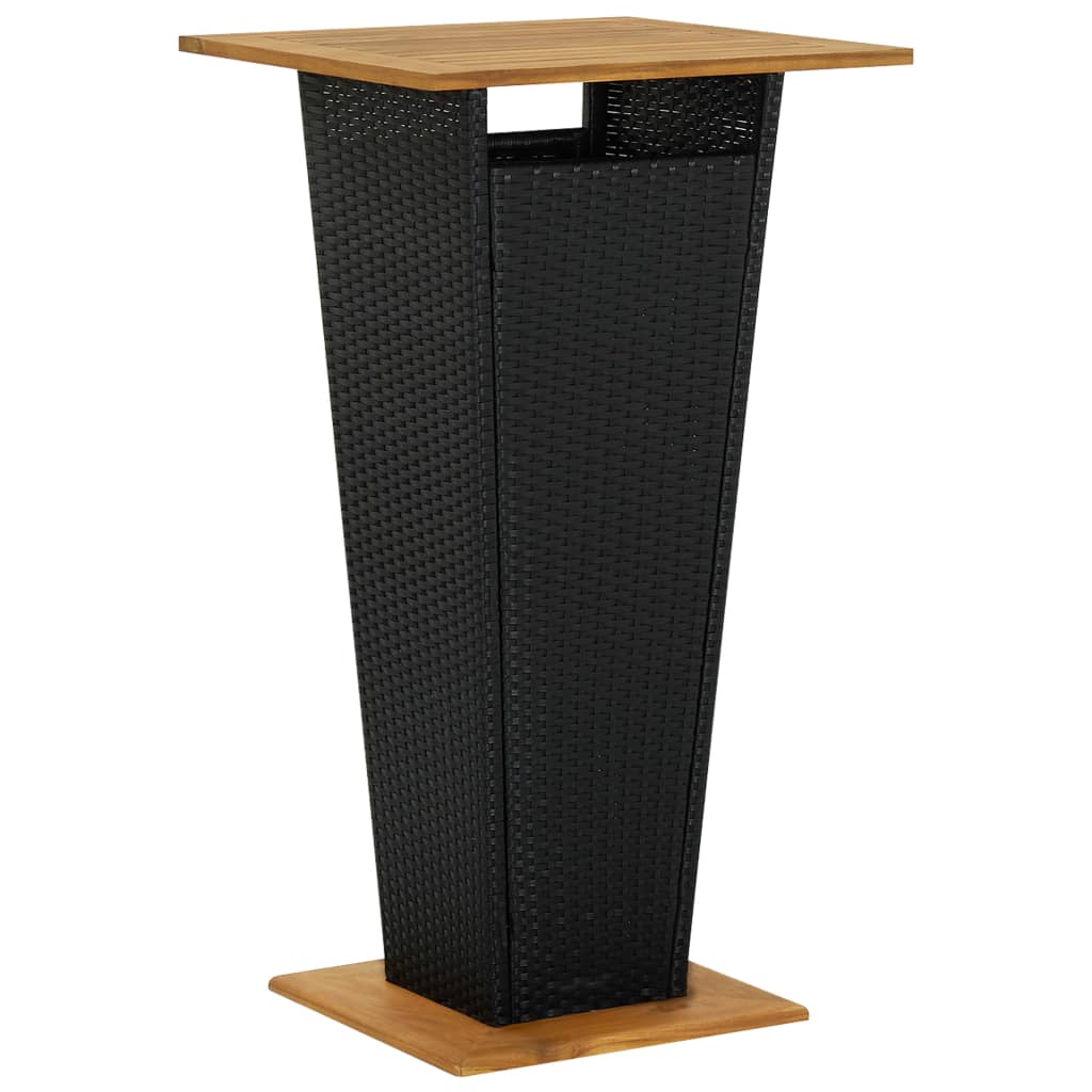 barbord 60x60x110 cm polyrattan og massivt akacietræ sort