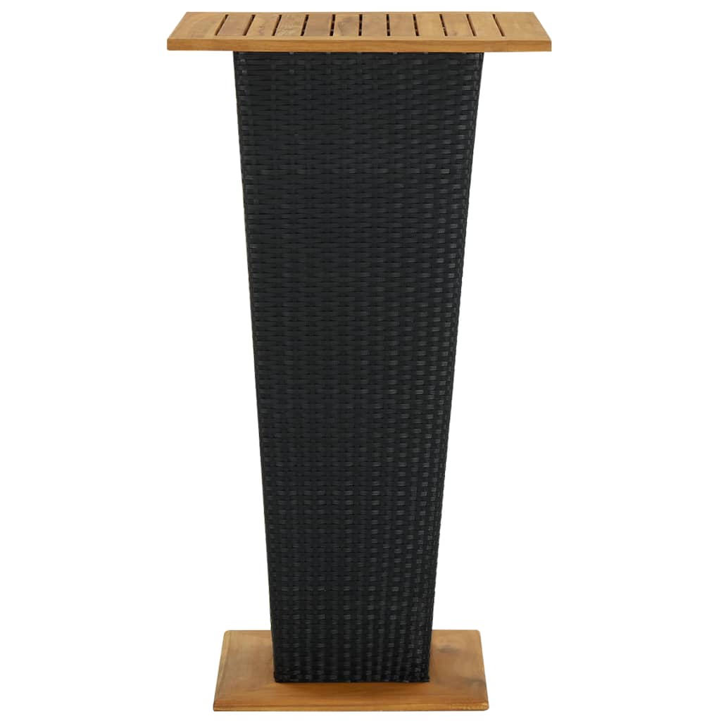 barbord 60x60x110 cm polyrattan og massivt akacietræ sort