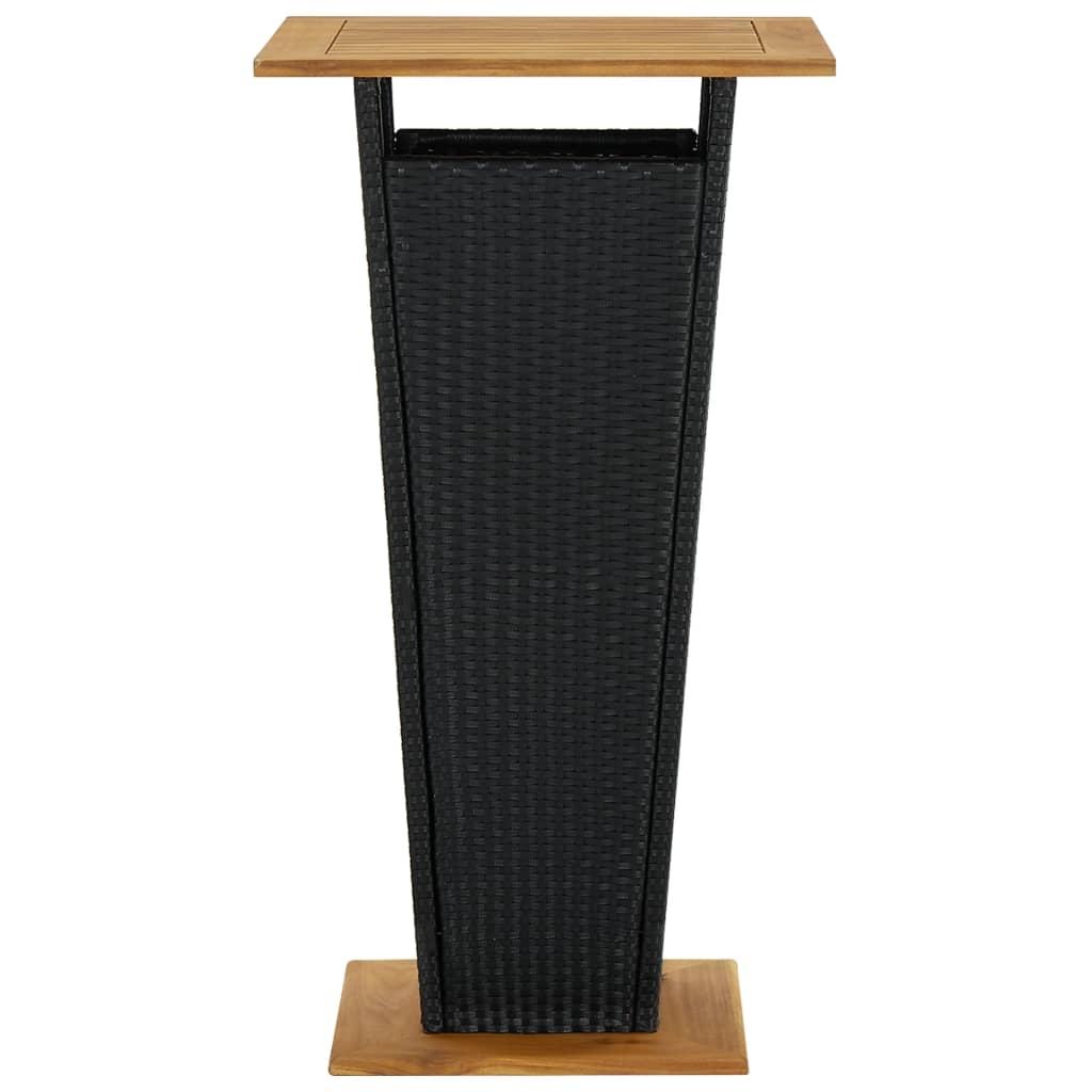 barbord 60x60x110 cm polyrattan og massivt akacietræ sort