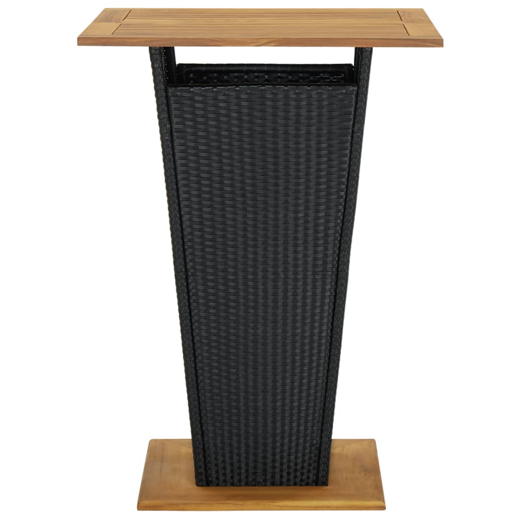 barbord 80x80x110 cm polyrattan og massivt akacietræ sort
