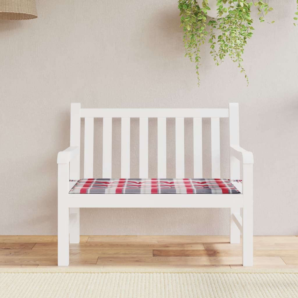 hynde til havebænk 100x50x3 cm oxfordstof ternet rød