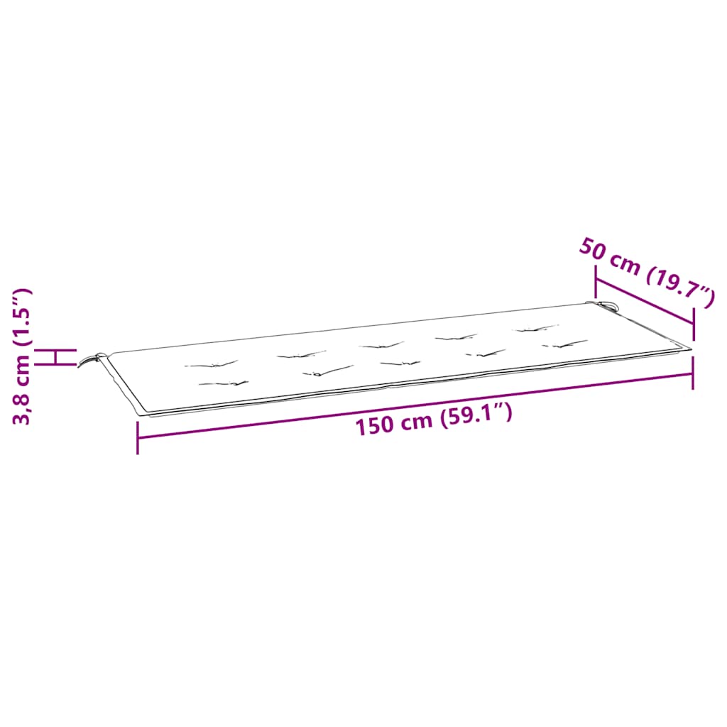 hynde til havebænk 150x50x3 cm oxfordstof ternet grå