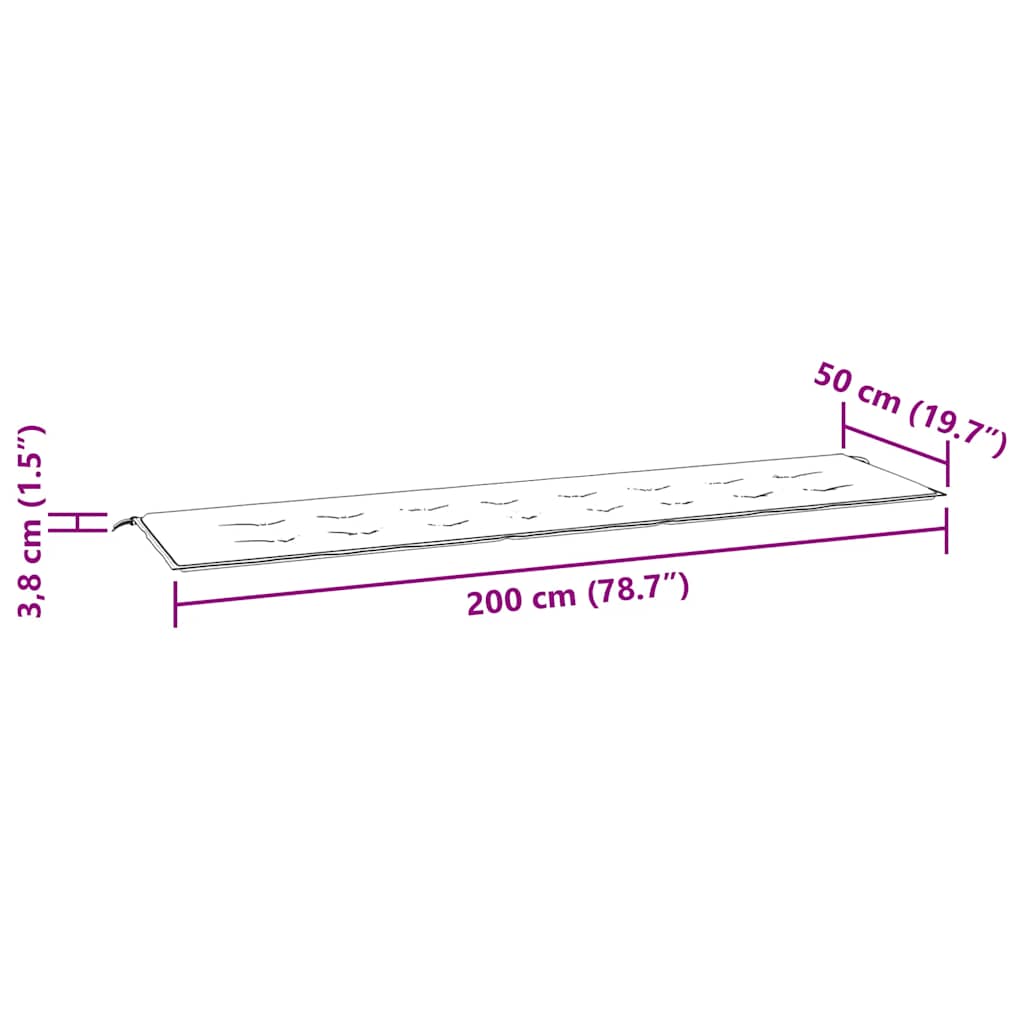 hynde til havebænk 200x50x3 cm oxfordstof kongeblå