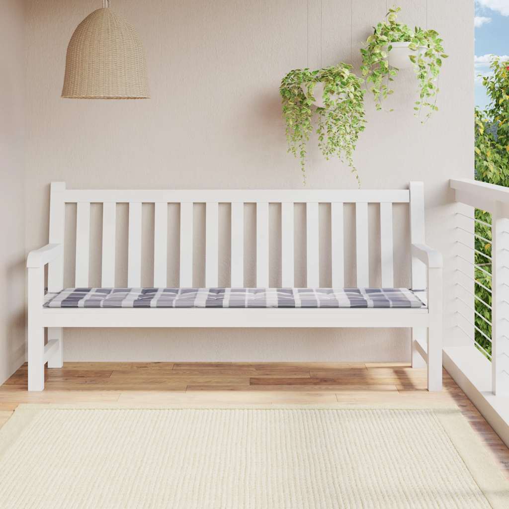 hynde til havebænk 200x50x3 cm oxfordstof ternet grå