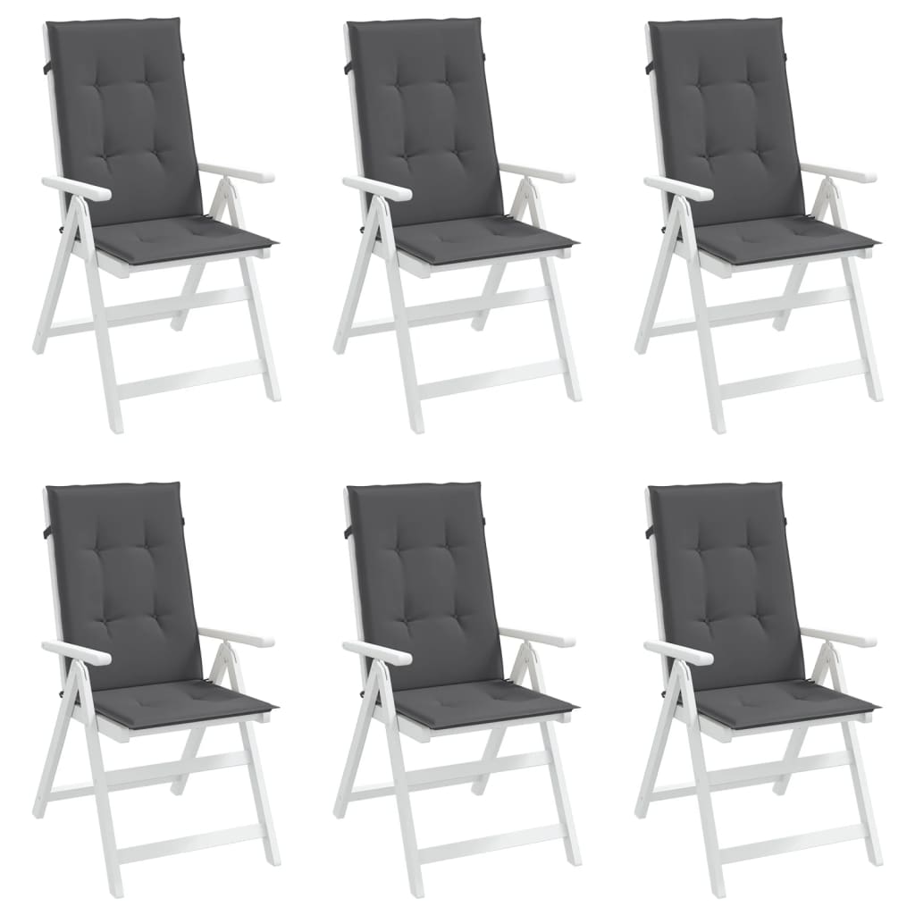 stolehynder m. høj ryg 6 stk. 120x50x3 cm stof antracitgrå