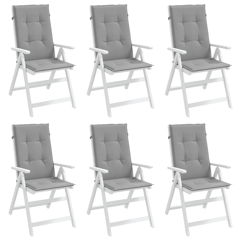 stolehynder m. høj ryg 6 stk. 120x50x3 cm stof grå