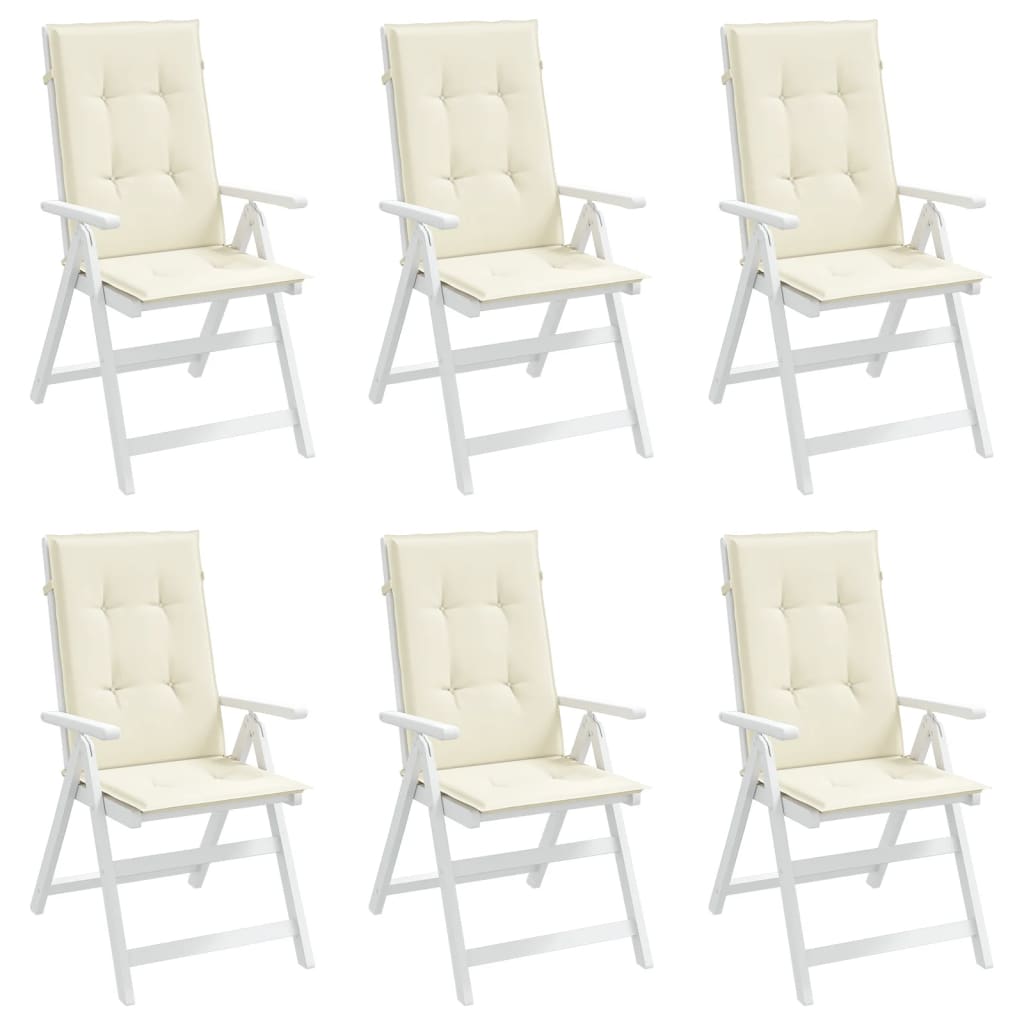 stolehynder m. høj ryg 6 stk. 120x50x3 cm stof cremefarvet