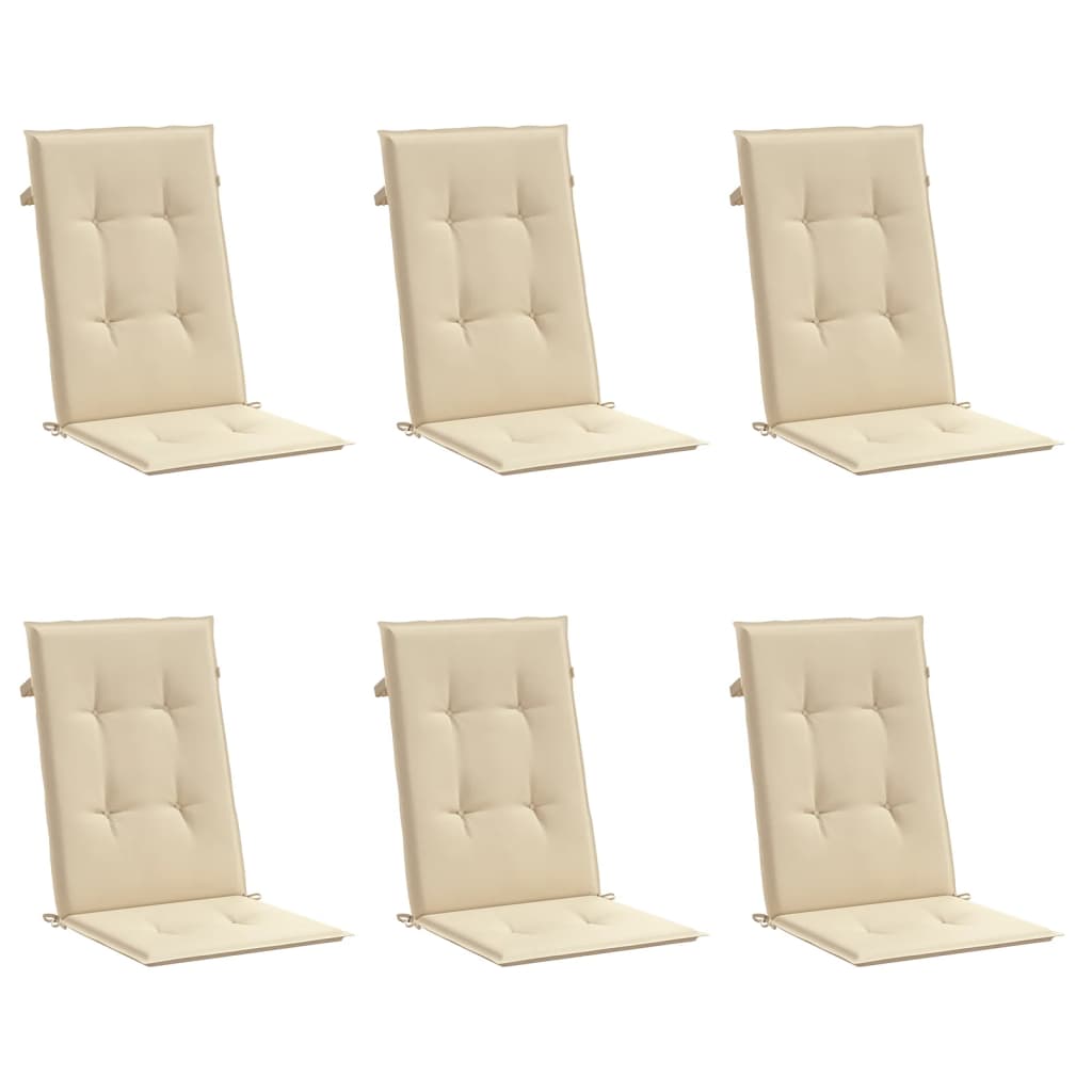 stolehynder m. høj ryg 6 stk. 120x50x3 cm stof beige