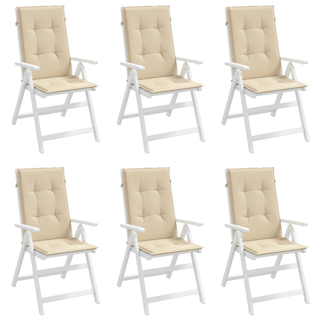 stolehynder m. høj ryg 6 stk. 120x50x3 cm stof beige