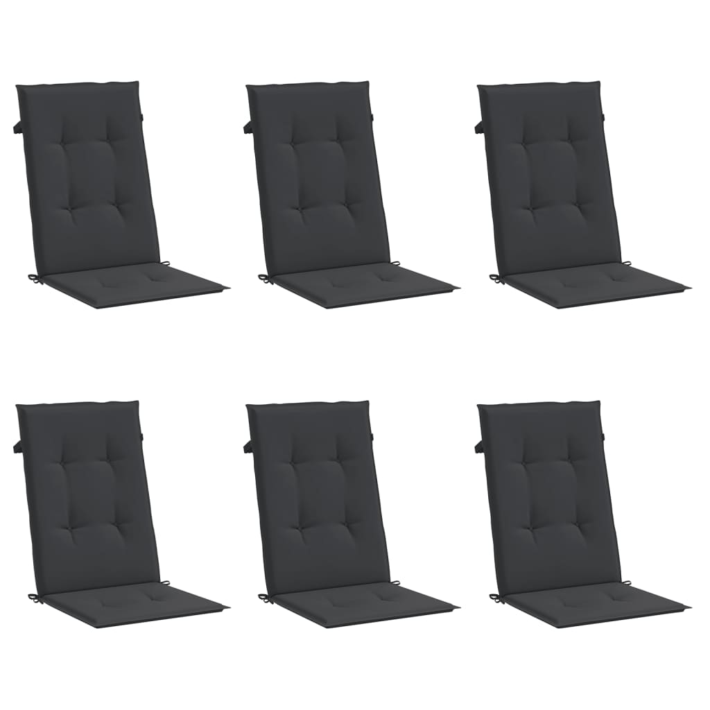 stolehynder m. høj ryg 6 stk. 120x50x3 cm stof sort