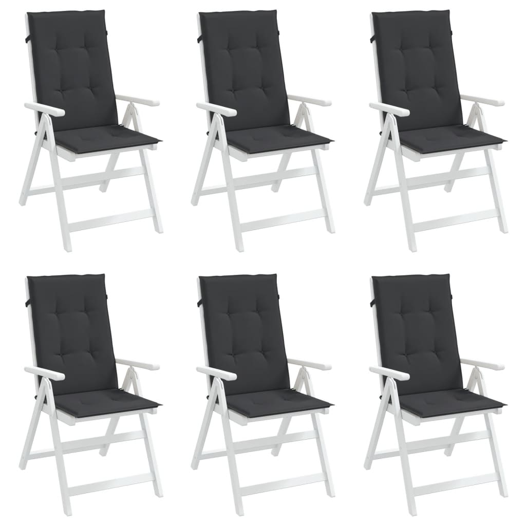 stolehynder m. høj ryg 6 stk. 120x50x3 cm stof sort