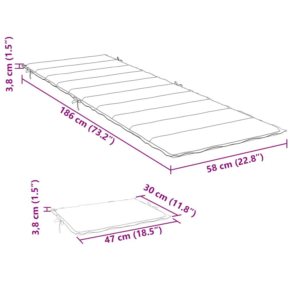 hynde til liggestol 186x58x4 cm oxfordstof gråternet