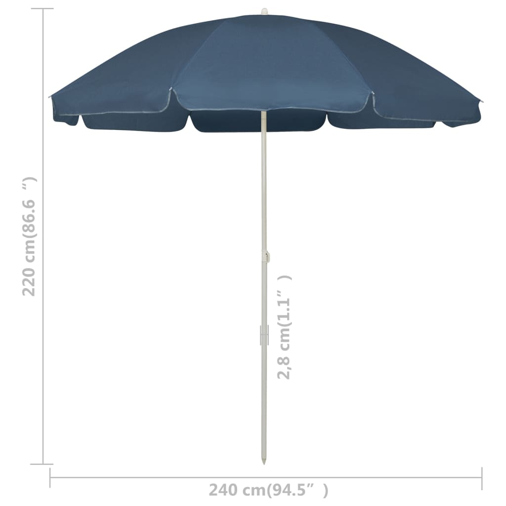 strandparasol 240 cm blå