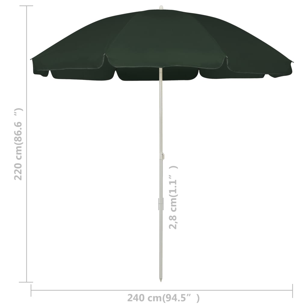 strandparasol 240 cm grøn