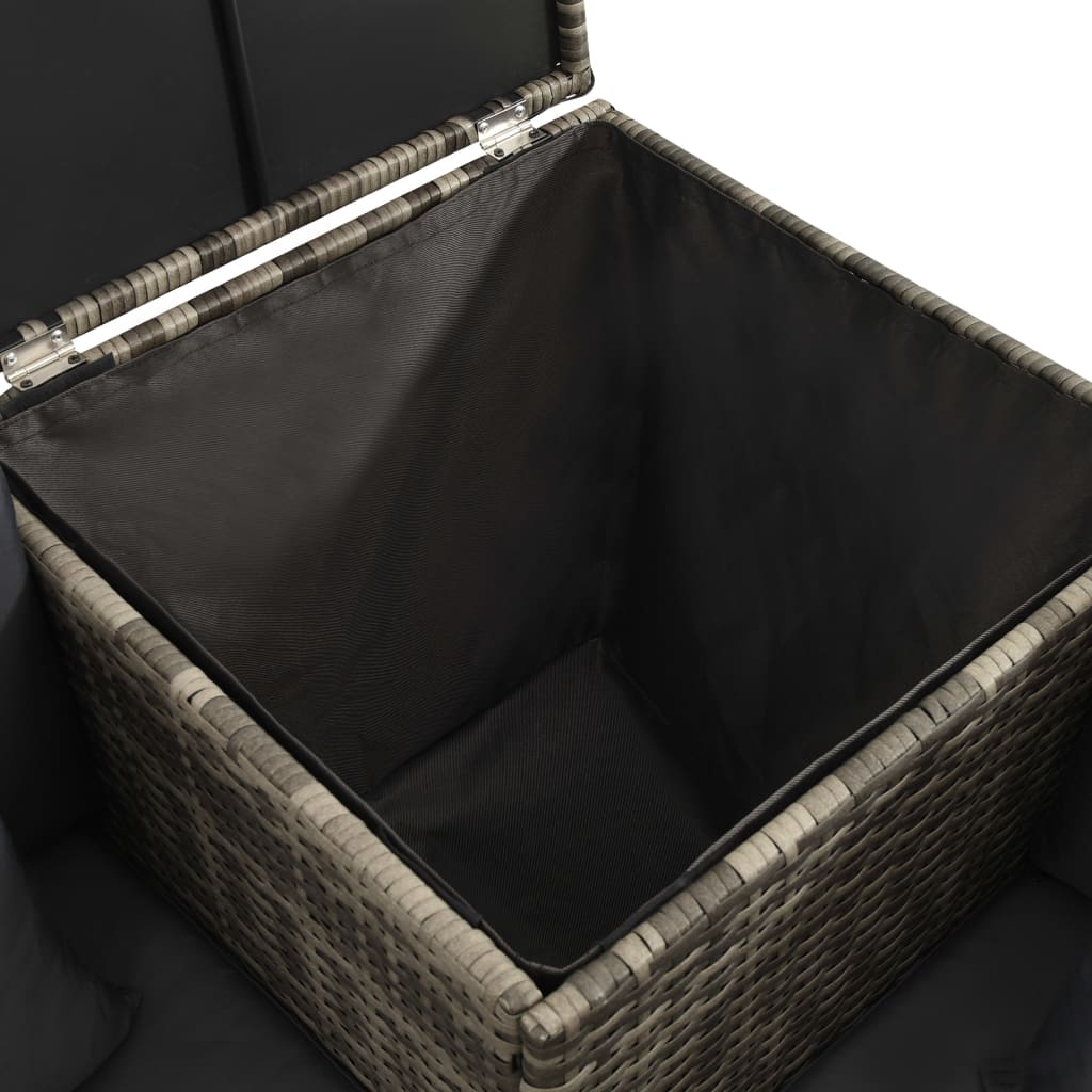 loungesæt til haven 4 dele med hynder polyrattan grå
