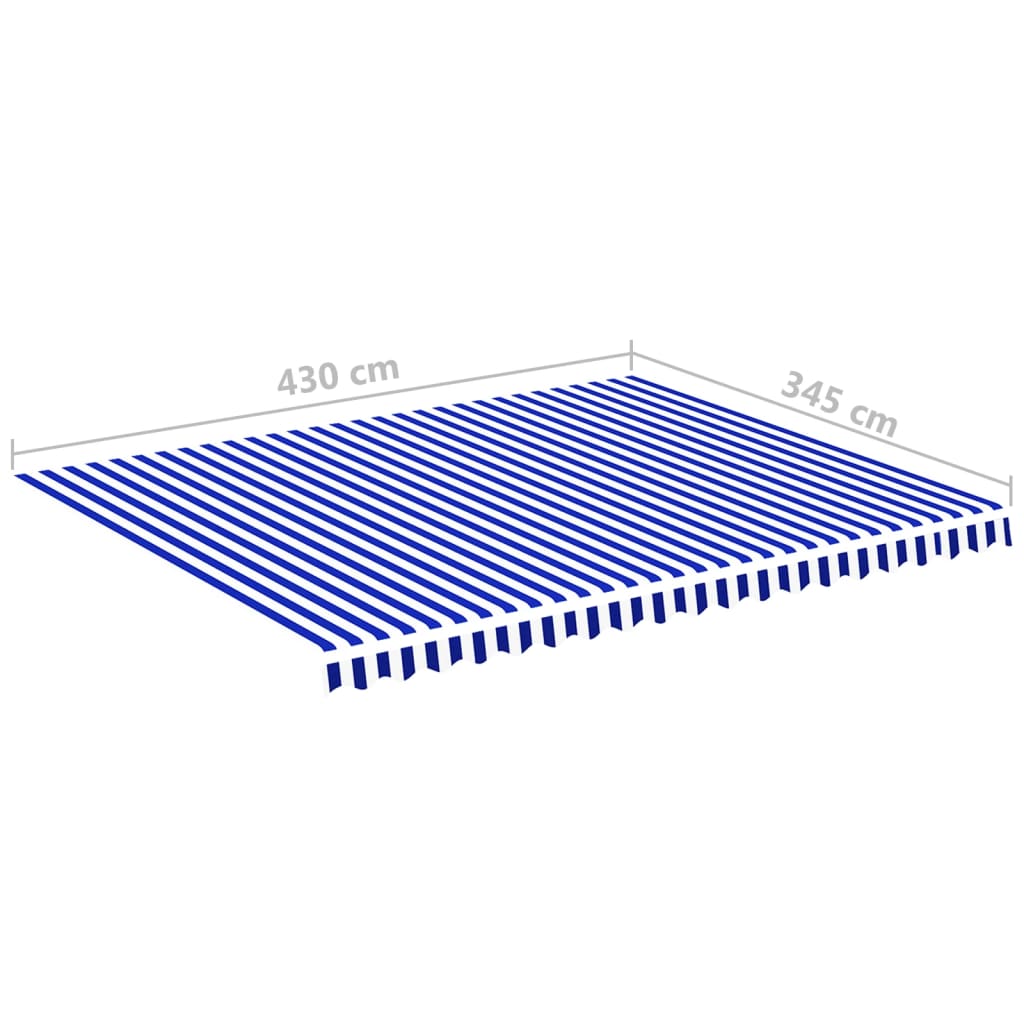 udskiftningsdug til markise 450x350 cm polyester blå og hvid