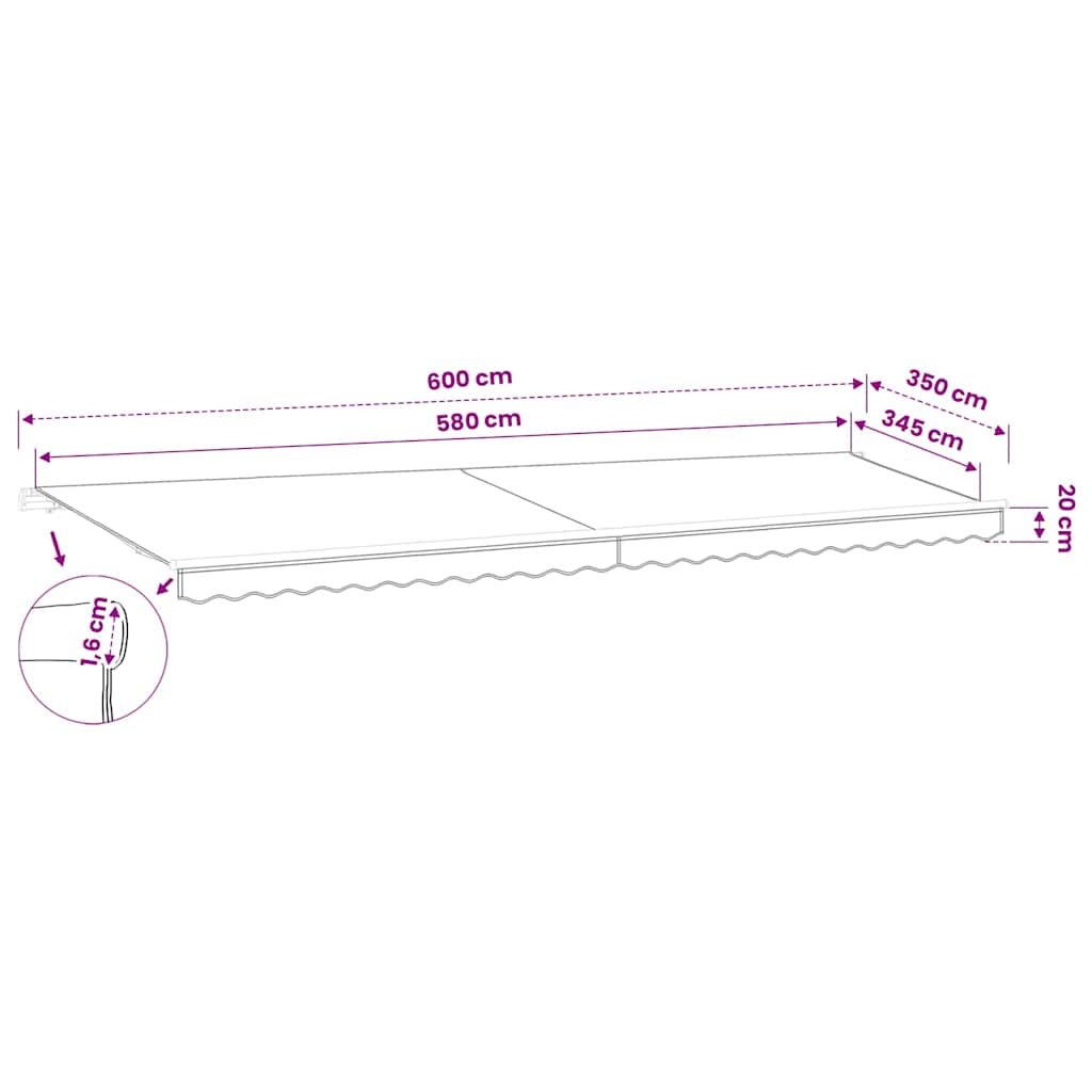 udskiftningsdug til markise 600x350 cm polyester cremefarvet
