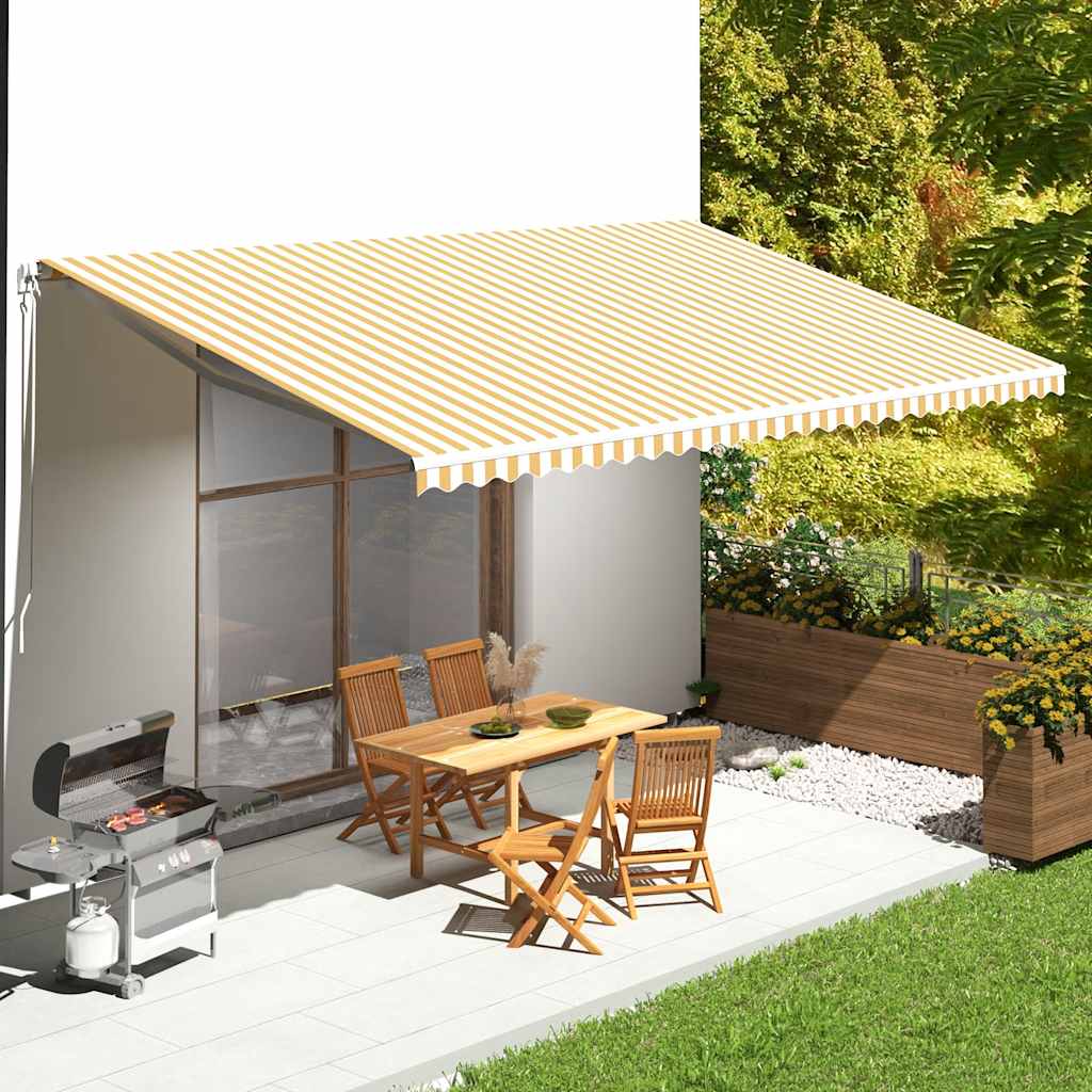 udskiftningsdug til markise 600x350 cm polyester gul og hvid