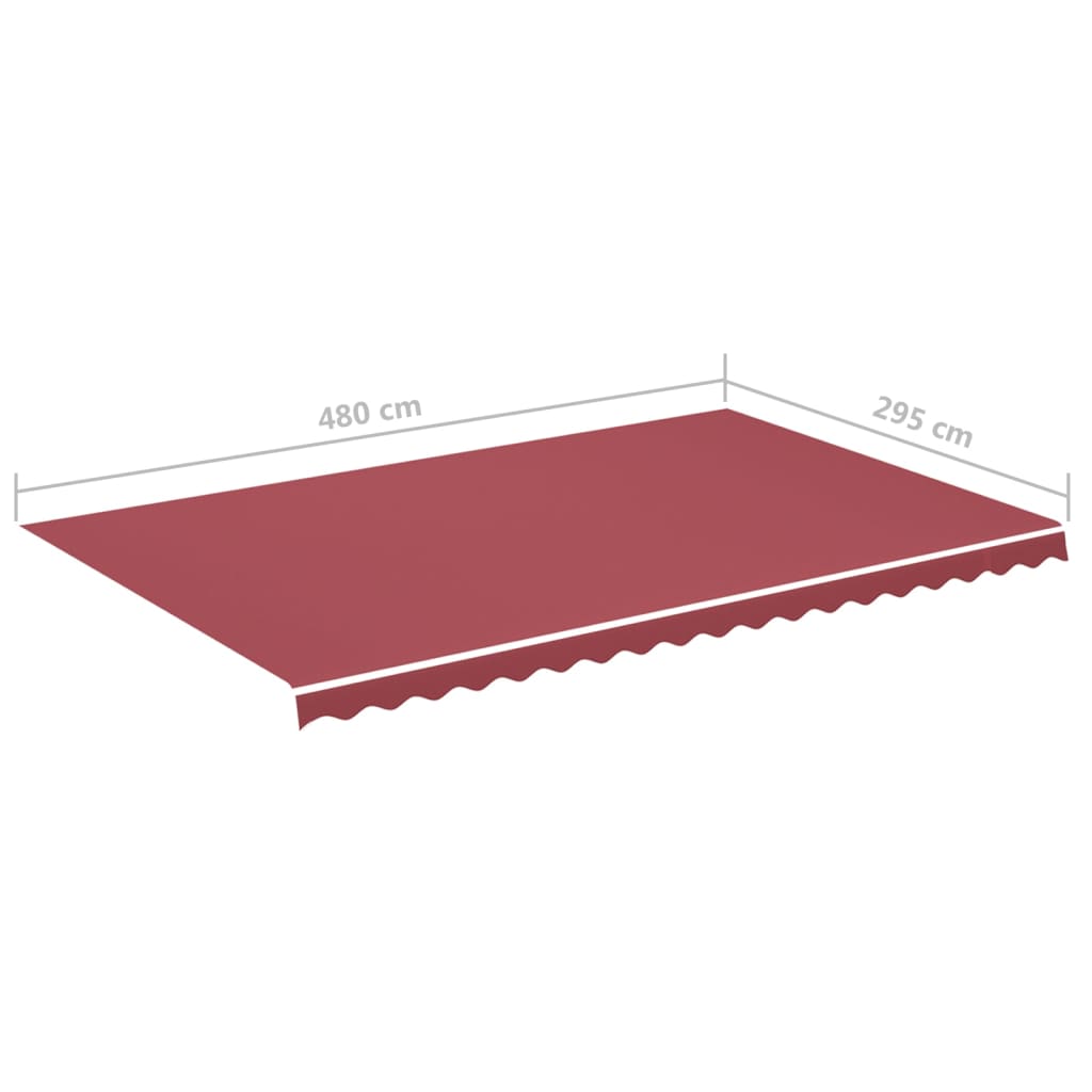 udskiftningsdug til markise 500x300 cm polyester bordeauxfarvet