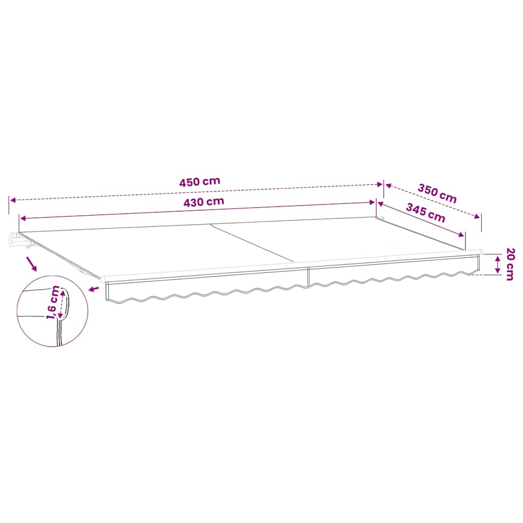 udskiftningsdug til markise 450x350 cm polyester brun