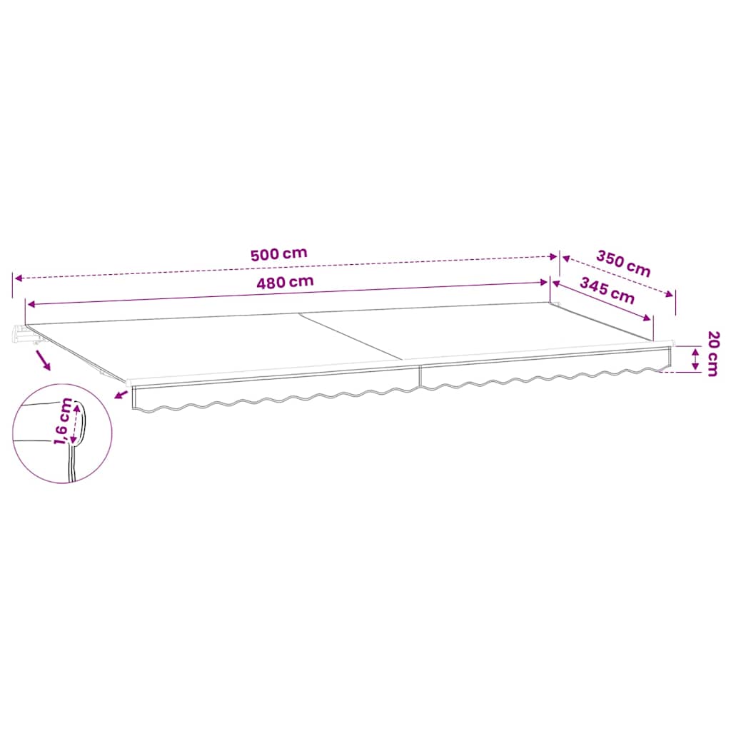 udskiftningsdug til markise 500x350 cm polyester brun
