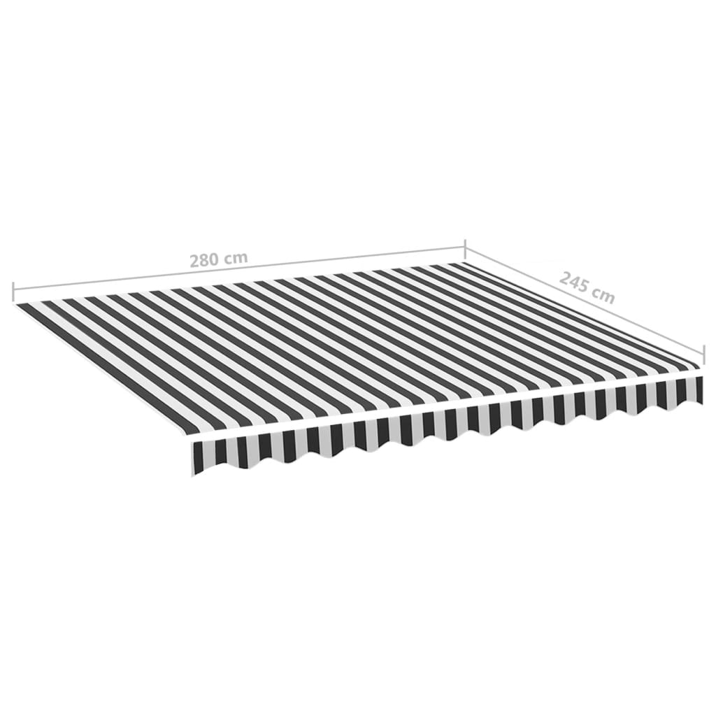 udskiftningsdug til markise 300x250 cm polyester antracitgrå og hvid