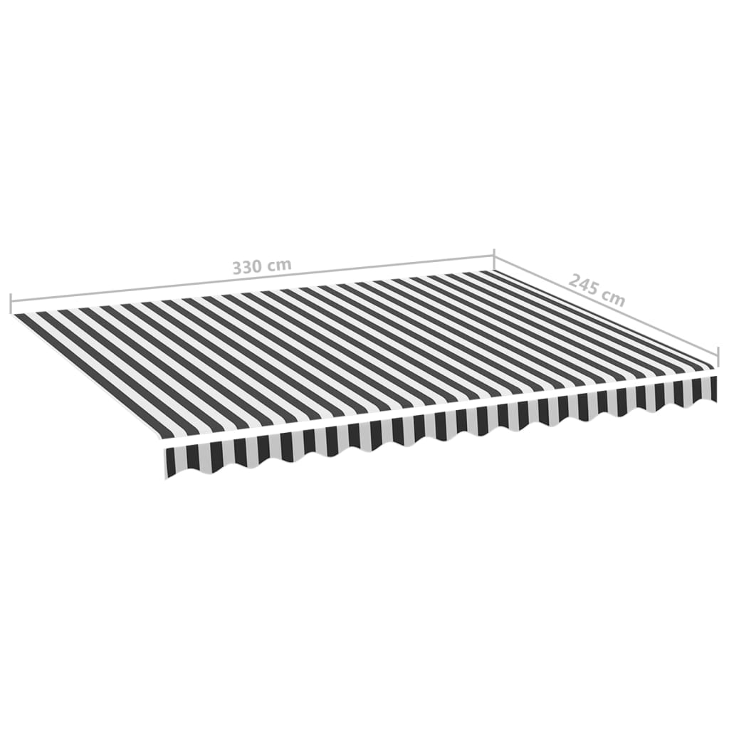 udskiftningsdug til markise 350x250 cm polyester antracitgrå og hvid