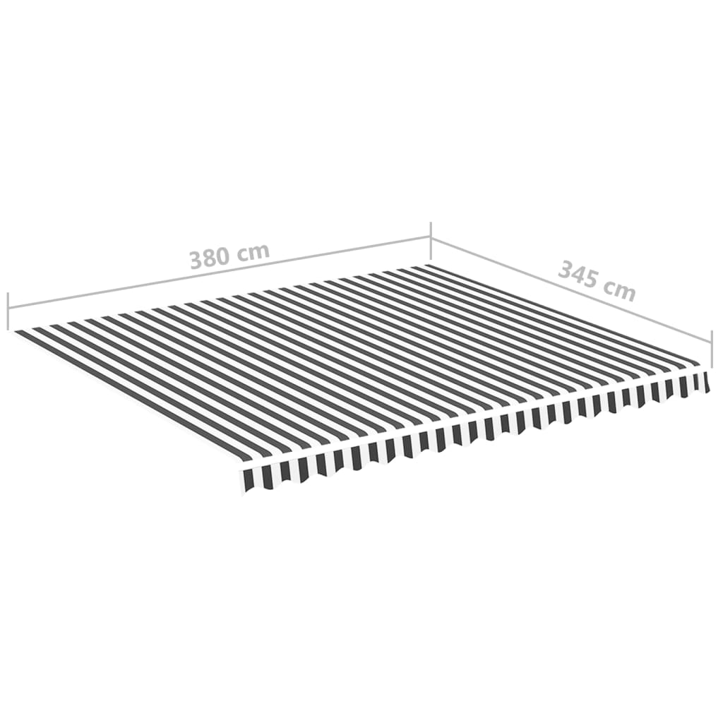 udskiftningsdug til markise 400x350 cm polyester antracitgrå og hvid
