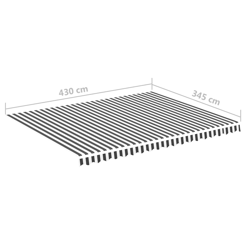 udskiftningsdug til markise 450x350 cm polyester antracitgrå og hvid