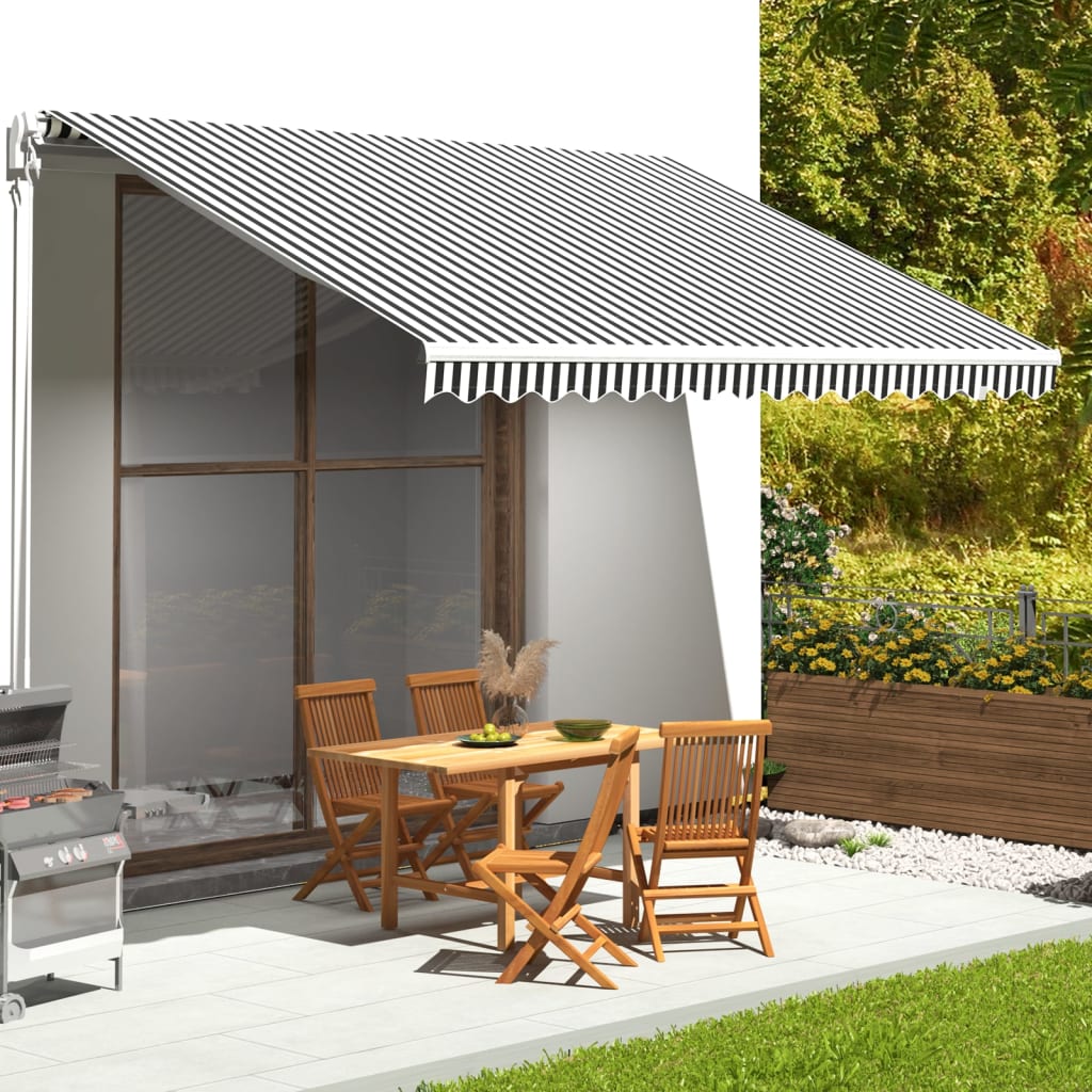 udskiftningsdug til markise 450x350 cm polyester antracitgrå og hvid