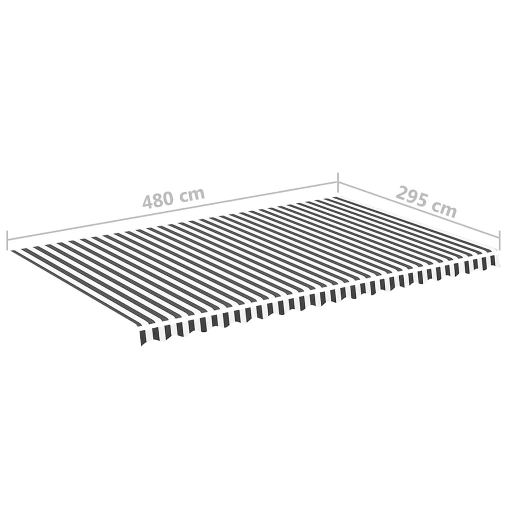 udskiftningsdug til markise 500x300 cm polyester antracitgrå og hvid