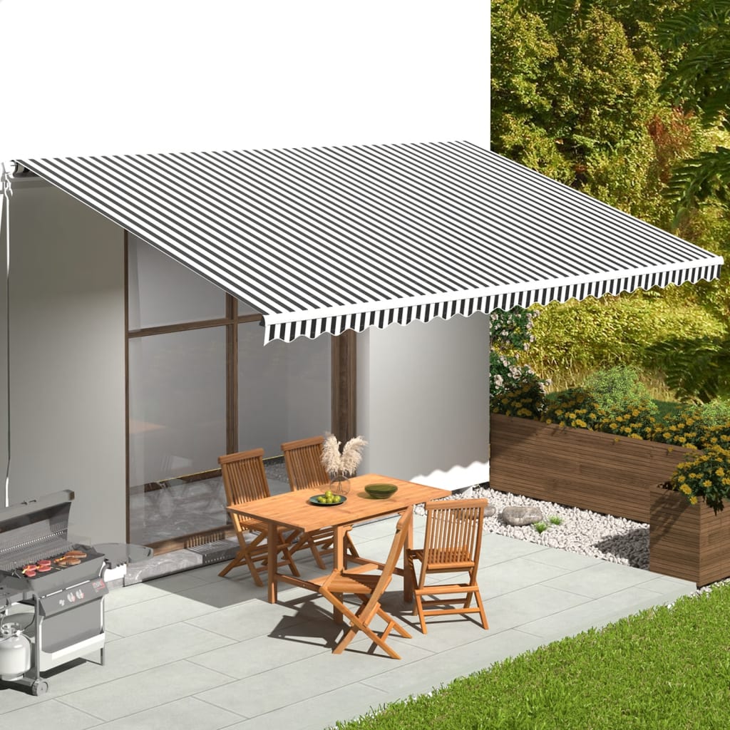 udskiftningsdug til markise 600x350 cm polyester antracitgrå og hvid