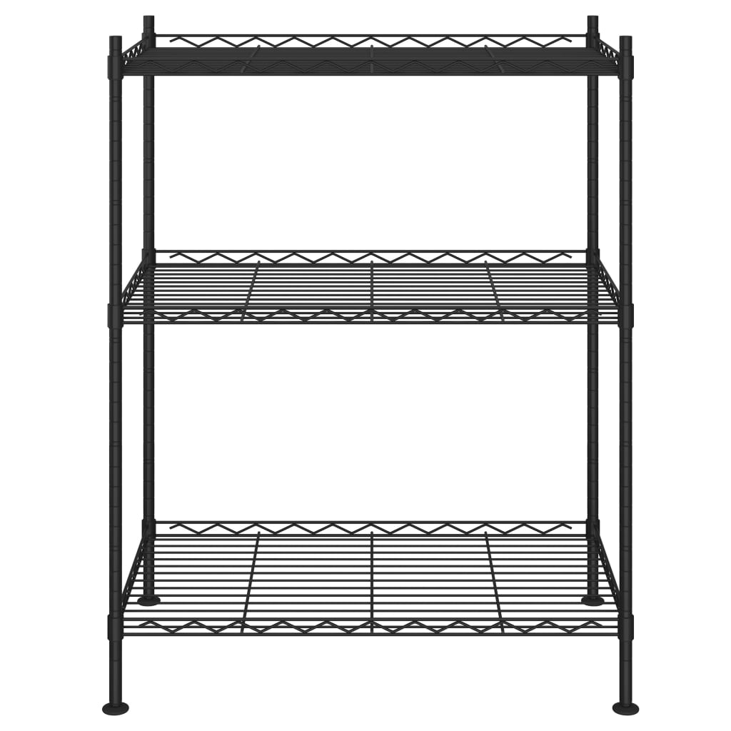 opbevaringsstativ med 3 hylder 60x35x76 cm 150 kg sort