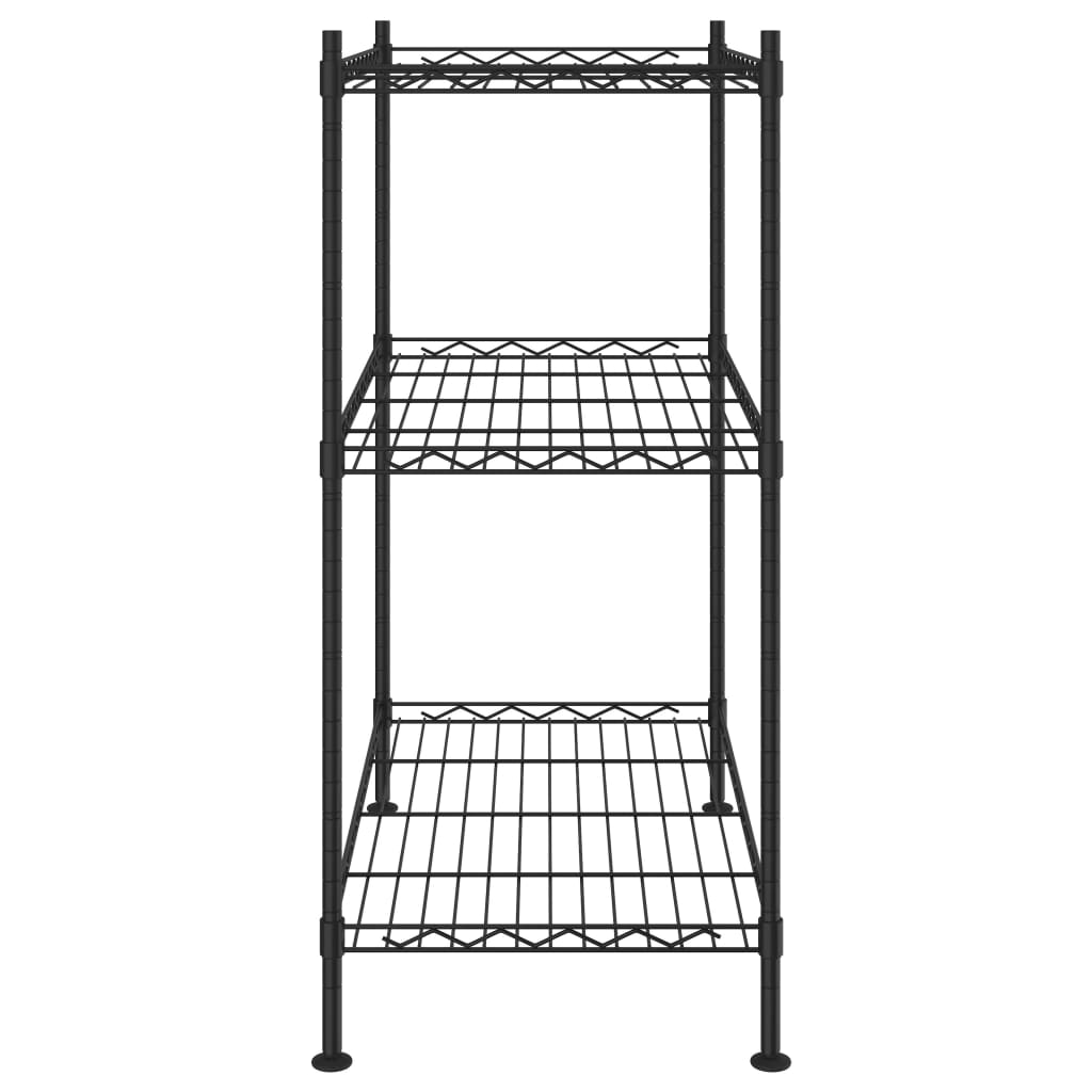 opbevaringsstativ med 3 hylder 60x35x76 cm 150 kg sort