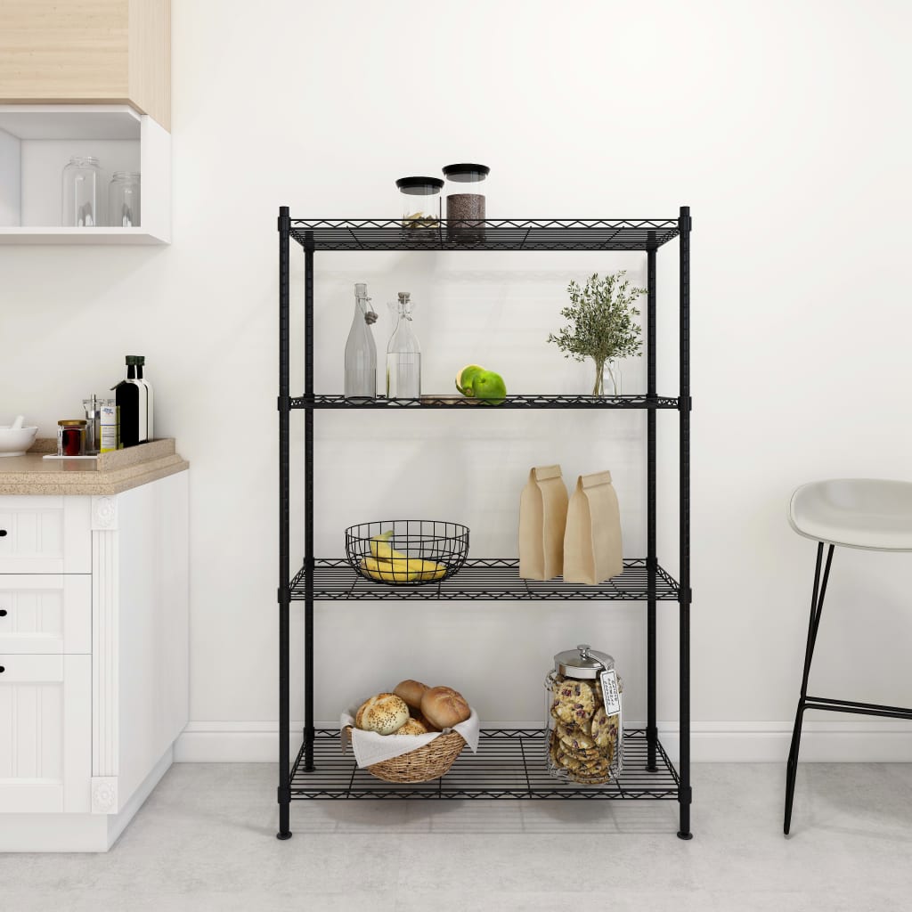opbevaringsstativ med 4 hylder 90x35x137 cm 200 kg sort
