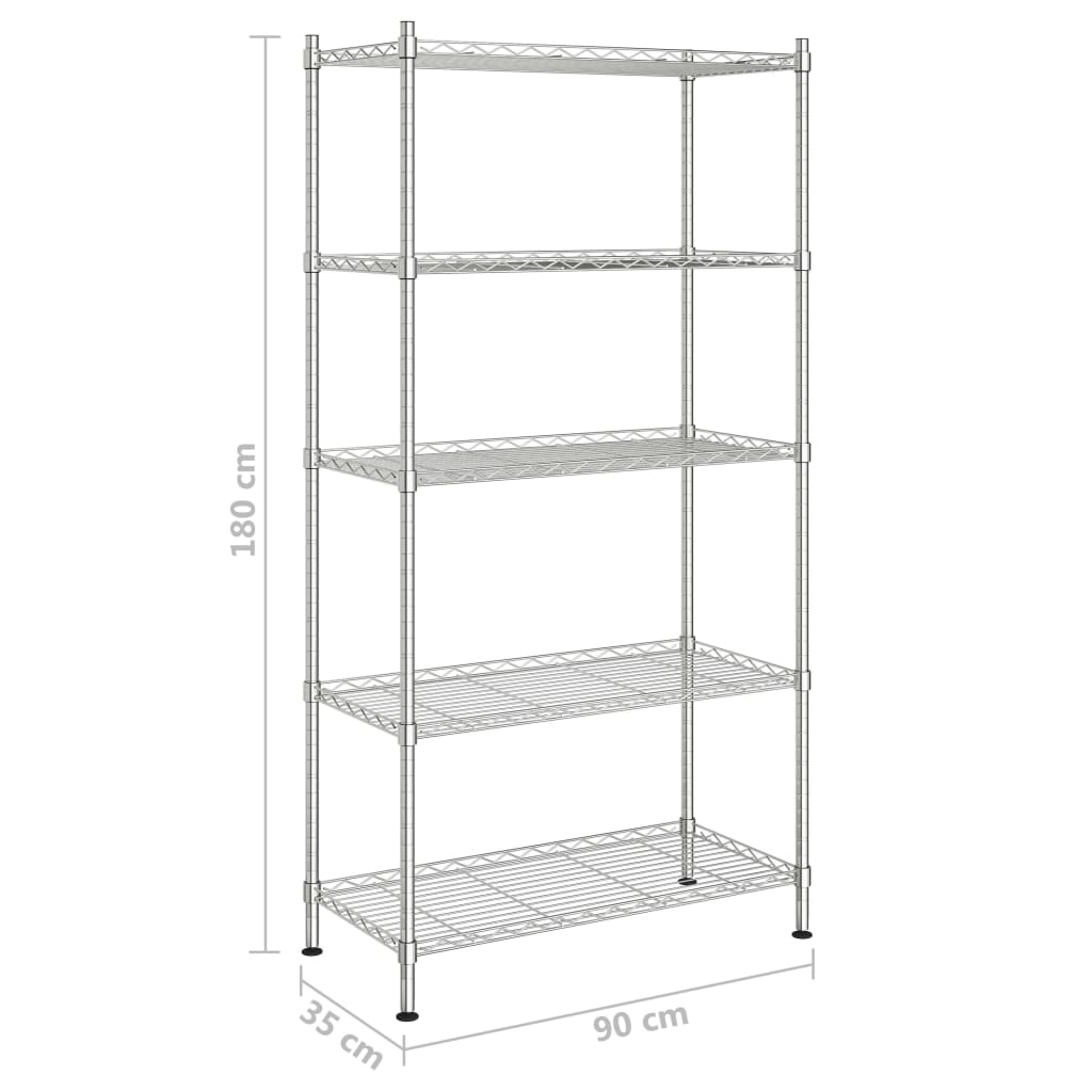 opbevaringsstativ med 5 hylder 90x35x180 cm 250 kg krom