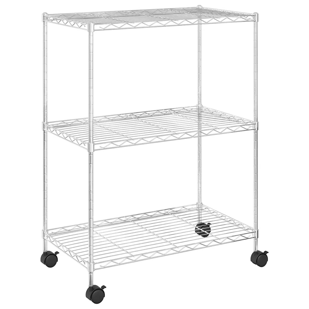 opbevaringsstativ med 3 hylder og hjul 60x35x81 cm 150 kg krom