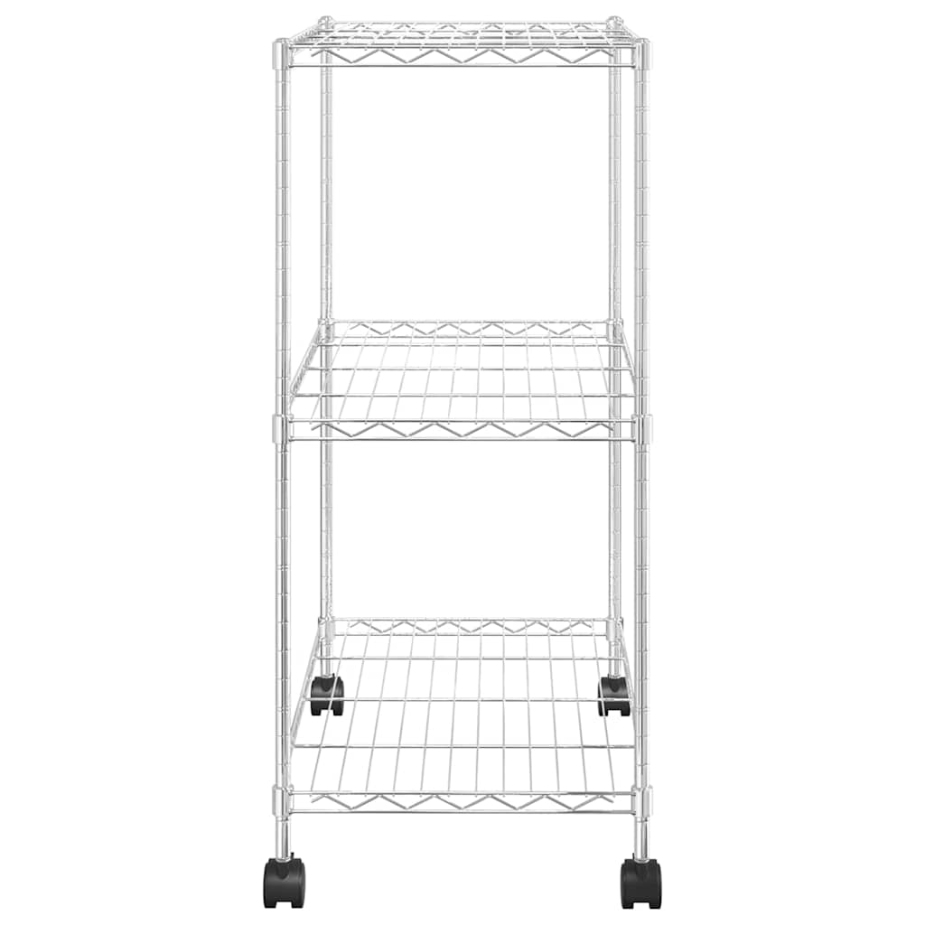 opbevaringsstativ med 3 hylder og hjul 60x35x81 cm 150 kg krom
