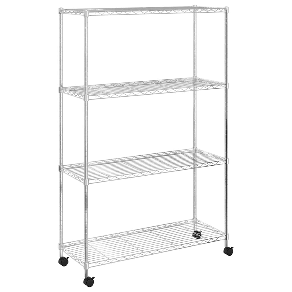 opbevaringsstativ med hjul 90x35x142 cm 200 kg 4 niveauer krom