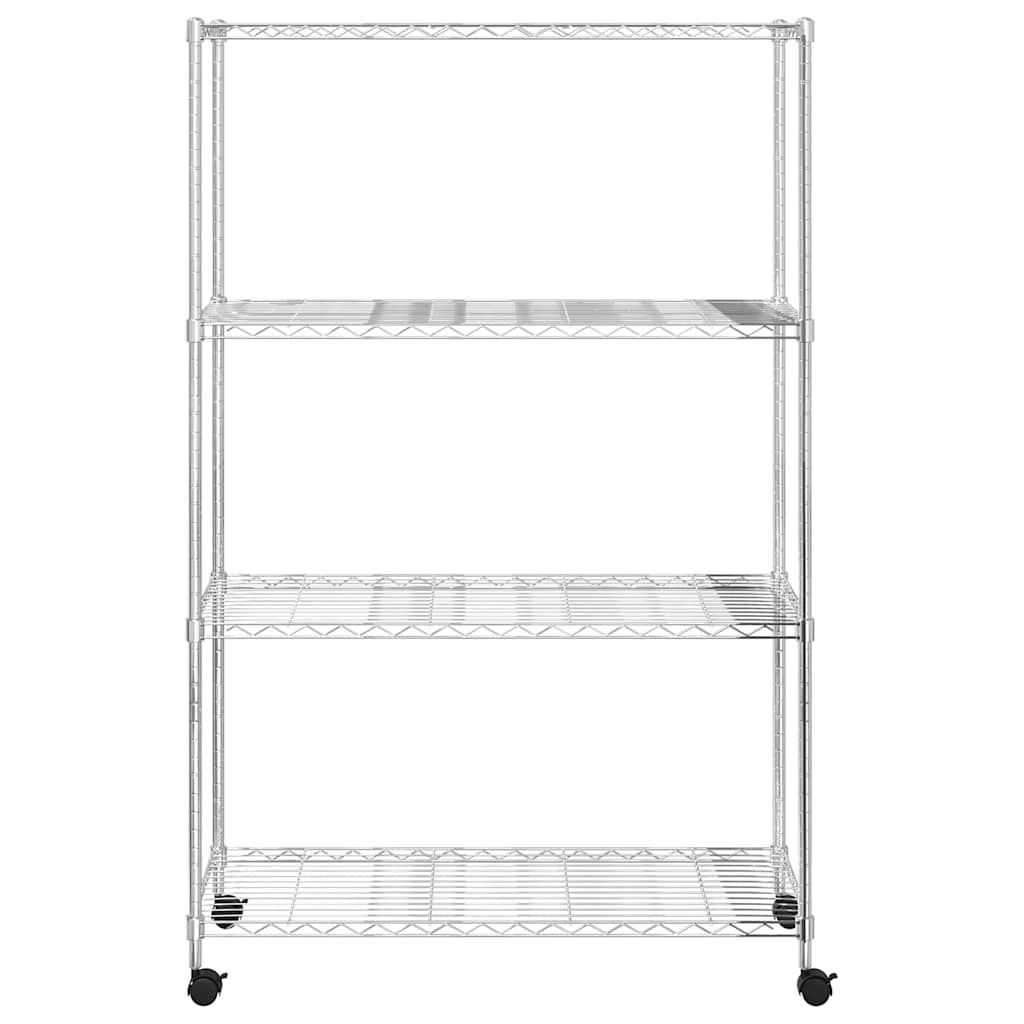 opbevaringsstativ med hjul 90x35x142 cm 200 kg 4 niveauer krom