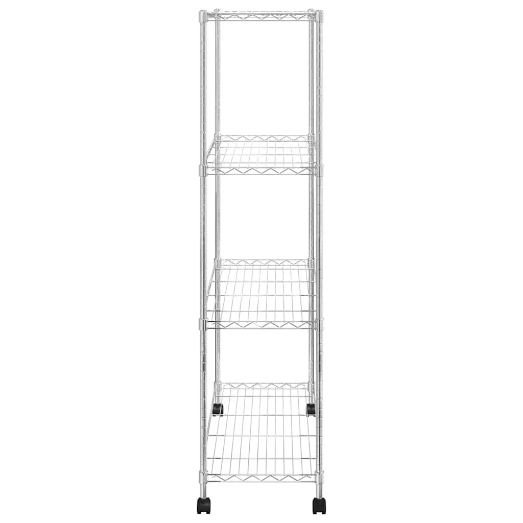 opbevaringsstativ med hjul 90x35x142 cm 200 kg 4 niveauer krom