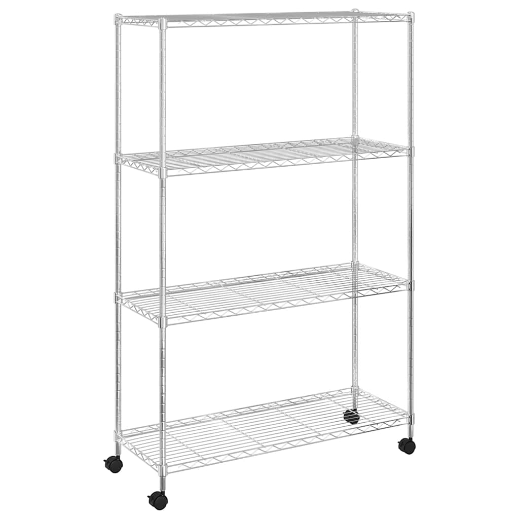 opbevaringsstativ med hjul 90x35x142 cm 200 kg 4 niveauer krom