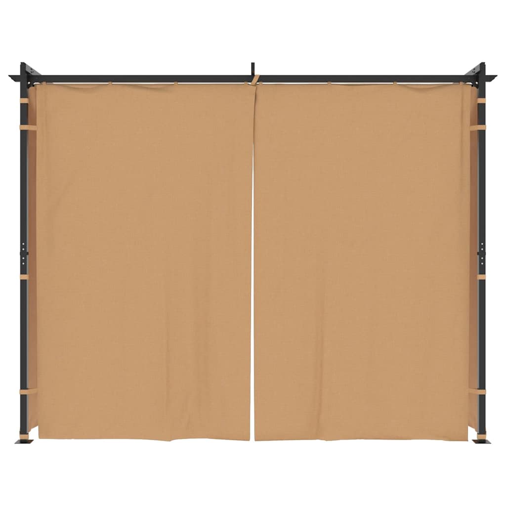 pavillon med gardiner 3x3 m stål gråbrun