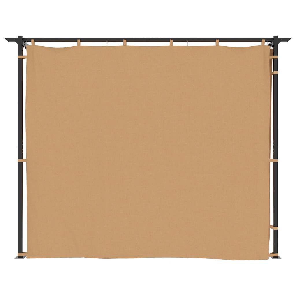 pavillon med gardiner 3x3 m stål gråbrun