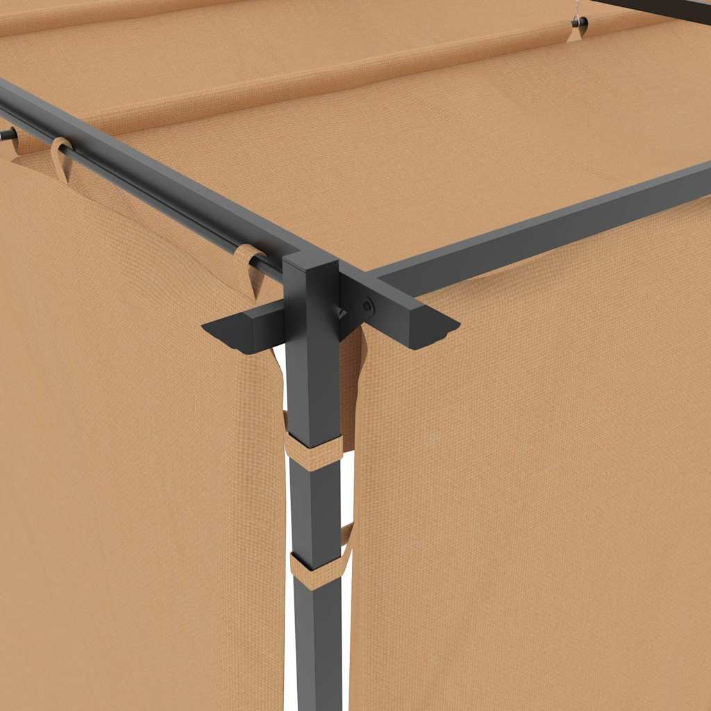 pavillon med gardiner 3x3 m stål gråbrun