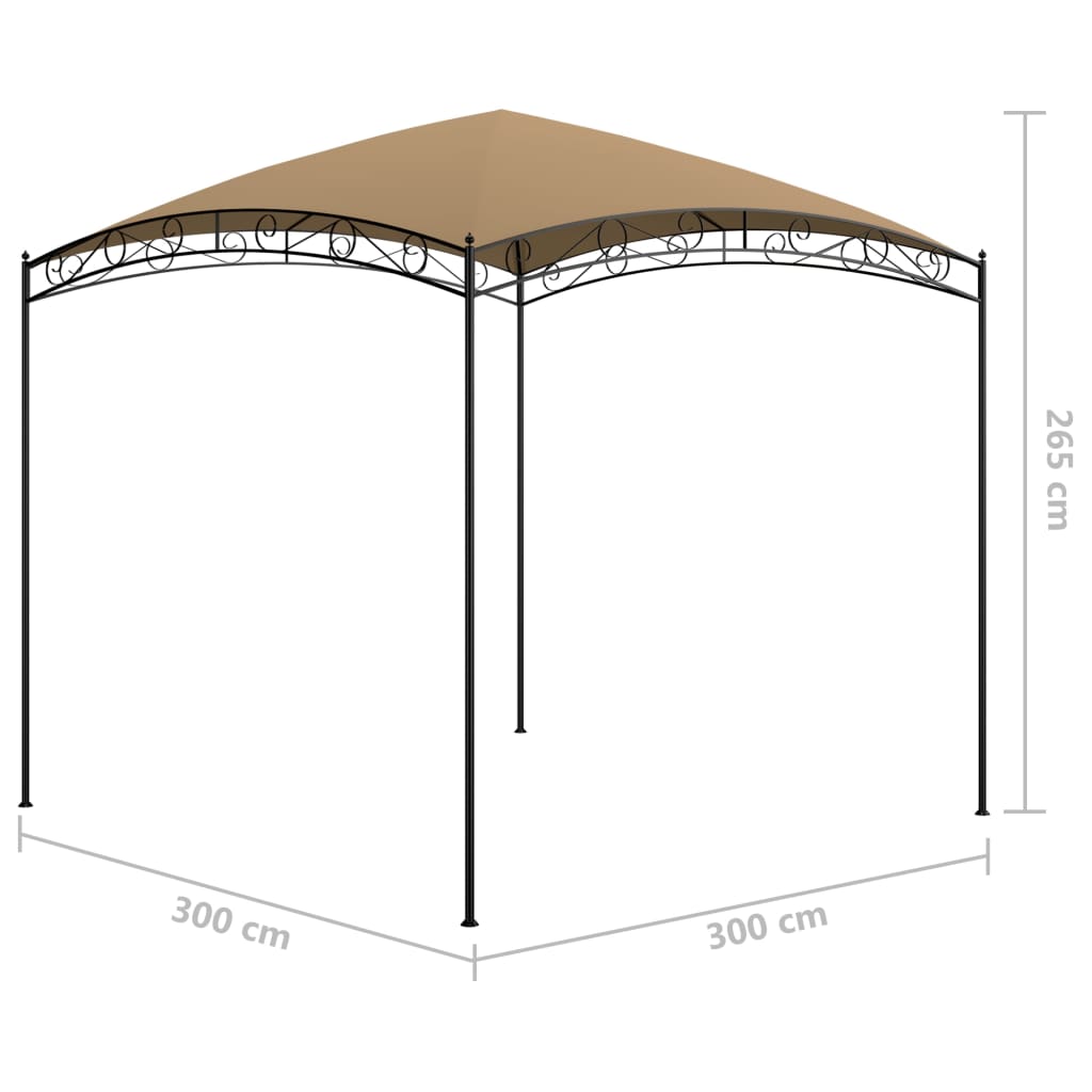pavillon 3x3x2,65 m 180 g/m² gråbrun