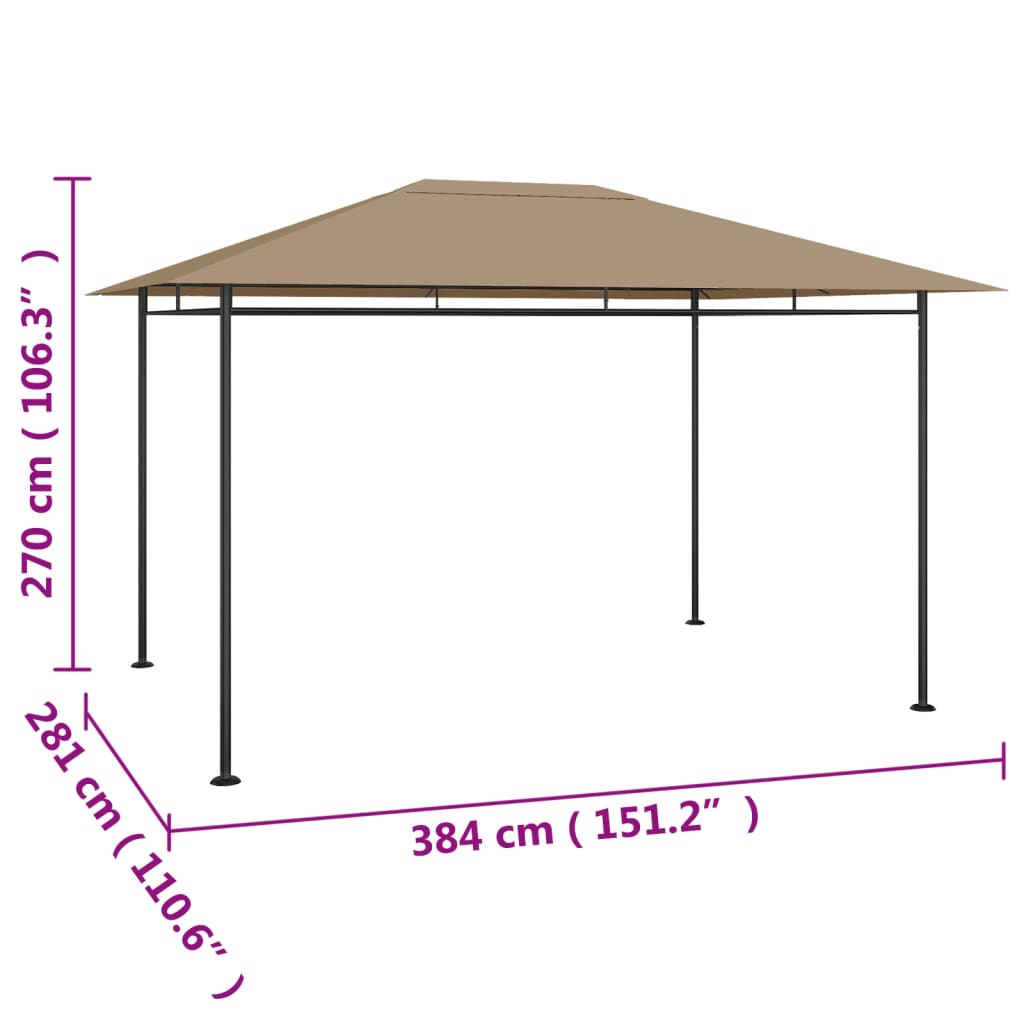 pavillon 384x281x270 cm 180 g/m² gråbrun