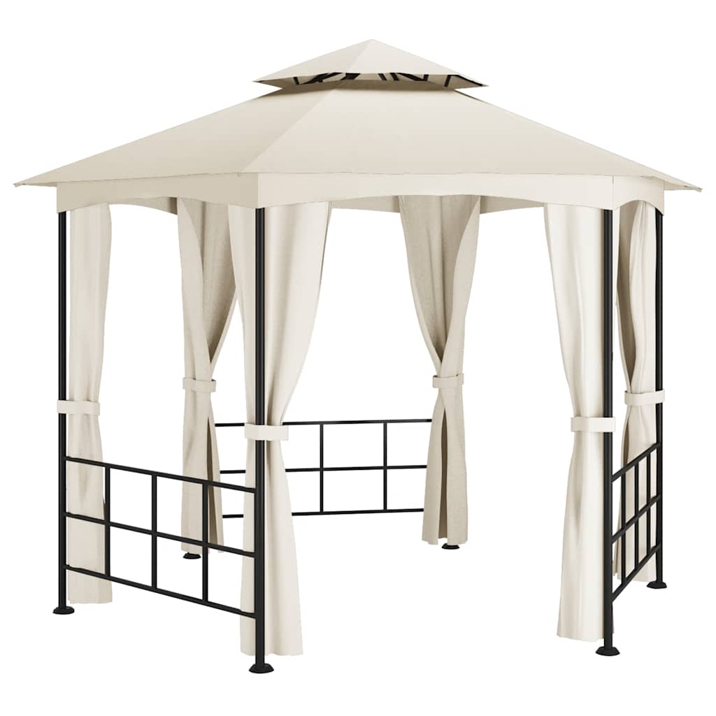 pavillon med sidevægge 3,1x2,7 m cremefarvet